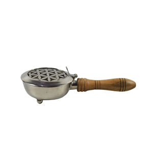 Brûleur d'encens antique en bois avec poignée, brûleur d'encens tendance, finition dorée décorative, porte-encens unique - Product Image 3