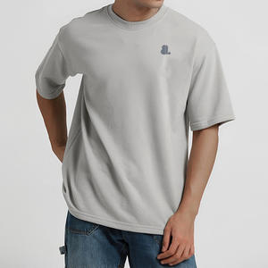 T-shirt pour homme en coton et fibre de bambou de haute qualité, couleur unie, surdimensionné, lourd, vintage, taille plus, respirant, uni - Product Image 4