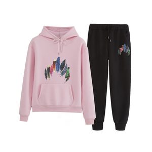Ensemble de survêtement d'hiver unisexe en coton 100% de qualité supérieure, deux pièces, style streetwear, avec logo personnalisé et fermeture à cordon - Product Image 4