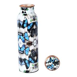 Custom Designed 1000ml <b>Metal</b> <b>Water</b> <b>Bottle</b> Set Copper Ayurveda Health Benefits Drinkware for Adults - Product Image 4
