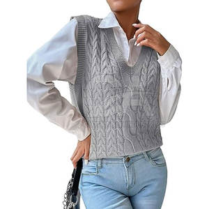 Fashion Ladies Sleeveless Sweater Knit <b>Vest</b> <b>Top</b> for Layering Custom Logo <b>Women</b> Sleeveless Sweater - Product Image 1