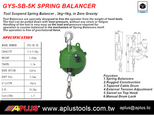 APLUS GYS-SB-5K Industrial Spring Balancer 1.82kg 1.3M Travel Cable <b>Rope</b> 3.2mm OEM Customizable TW 1 Year Warranty - Product Image 2