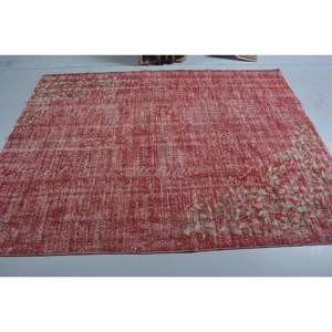 พรมตุรกีโบราณสีแดง7.3ft x พื้นที่ขนาดใหญ่5.5 x ขนสัตว์หญ้าทะเลเย็บปะติดปะต่อกันลวดลายหนา10มม. สำหรับห้องนั่งเล่นที่บ้านด้านหลังเป็นยาง - Product Image 3