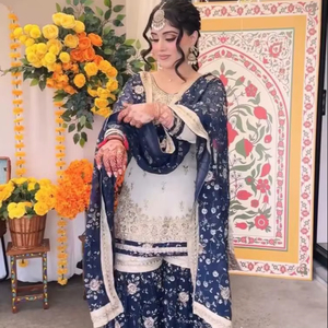 Salwar Kameez de Seda de Diseñador de Moda Pakistaní con Bordado Pesado de Alta Calidad Extrema y Trabajo de Lentejuelas de 5 mm con Estola de SIE - Product Image 1