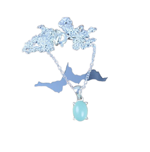 Colgante clásico hecho a mano 925 joyería de plata sólida para mujer 925 plata esterlina Aqua Calcedonia piedra preciosa estilo bohemio colgante - Product Image 1