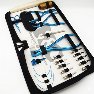 Pinzas Profesionales para Extensiones de Cabello, Acero Inoxidable de Grado Quirúrgico, Tijeras para Microperlas, Peine, Clip, Kit de Cabello, Bolsa, Logo Gratis - Product Image 4