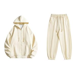 Conjunto Deportivo de Dos Piezas para Parejas, Ropa Deportiva Informal para Correr, Traje de Color Sólido para Hombre y Mujer, Chaqueta con Capucha y Cordón, Pantalones de Moda, 100% Algodón - Product Image 6