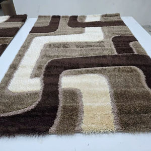 Alfombras turcas Gaziantep de yute peludo 3D reversibles con base de látex - Pelo medio - Product Image 1