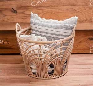 Stylish Handwoven Rattan <b>Storage</b> Basket with Cross Design Durable Handles <b>for</b> Kids' <b>Toys</b> Home Hotel <b>Storage</b> Healthy Style Basket - Product Image 4