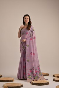 Bureau et tenue de jour décontractée belle broderie numérique imprimé adulte spécial fantaisie saree avec un point chemisier pièce à vendre - Product Image 4