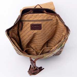 Sac à dos occidental en cuir véritable bohème grande capacité avec décoration en pompon, fermeture éclair écologique, couleur personnalisée, voyage d'automne - Product Image 2