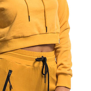 Sweat à capuche pour femme avec doublure en polaire 45% coton 55% polyester, couleur jaune, vente en gros sur mesure - Product Image 4
