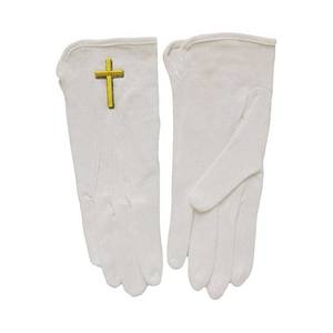 Gants maçonniques blancs en coton avec SC & G en argent taille moyenne - Product Image 4