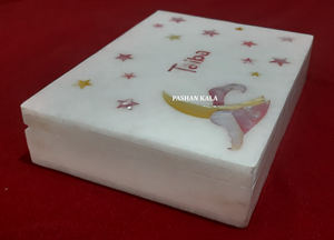 Caja de joyería de nácar con incrustaciones de mármol blanco puro hecha a mano de lujo, forma rectangular con acabado fino para regalo de decoración del hogar - Product Image 4