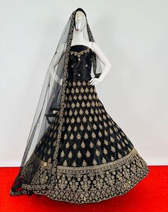 Indian Pakistani Style Women's Wedding Lehenga Choli Full <b>Net</b> Lehenga Choli Dupatta Blouse with Embroidery Work for Adults - Product Image 1