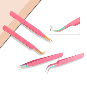 แหนบต่อขนตาสีโรสโกลด์ทำด้วยมือพร้อมปลายแหลมอุปกรณ์เสริมความงามสำหรับต่อขนตาทำจากสเตนเลสสตีล - Product Image 3