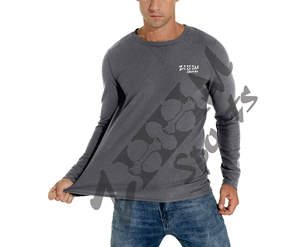 เสื้อยืดลำลองผู้ชายน้ำหนักเบาเข้ารูปแบบเรียบง่ายเสื้อวาฟเฟิลคอกลมแขนยาวแบบสวมหัวผ้าถักสำหรับฤดูใบไม้ร่วง - Product Image 4