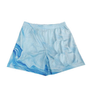 Pantalones cortos de baloncesto con cordón de malla y cintura elástica cómodos para hombre con estampado de poliéster, pantalones cortos de gimnasio para entrenamiento atlético - Product Image 3