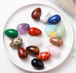 20x30mm cristal naturel Agate pierre précieuse petit œuf coloré oeuf de pâques pierre de guérison Massage visage pour cadeau - Product Image 2