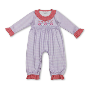 Ensemble fille Saint-Valentin à manches longues avec rayures cœur OEM/ODM/RTS – Vêtements pour filles, vêtements pour bébés - Product Image 4