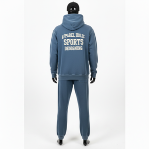 ชุดวอร์มแบบสวม 2 ชิ้น รุ่นใหม่ ปี 2026 ผลิตตามสั่ง (OEM) ชุดออกกำลังกายทรงจ็อกเกอร์ ชุดลำลองทรงโอเวอร์ไซส์ กางเกงวอร์มขาบานและเสื้อฮู้ดสำหรับผู้ชาย - Product Image 3