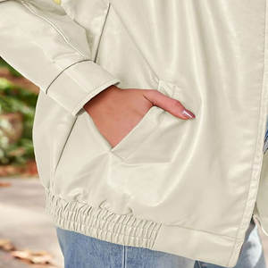 Otoño Invierno Casual Vintage chaqueta de cuero cuello alto cierre de un solo botón Color sólido logotipo frontal lavado técnica cremallera - Product Image 6