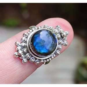 Handmade Women's <b>Statement</b> <b>Ring</b> Natural Labradorite Gemstone with Bezel Setting in Sterling Silver Boho Style Gift - Product Image 3