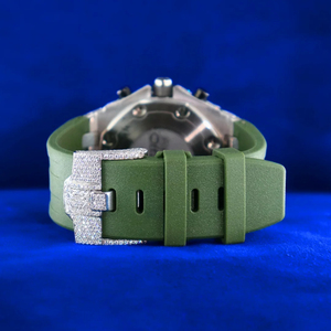 Magnifique montre mécanique à mouvement automatique en acier inoxydable avec détails en moissanite glacée offrant une qualité supérieure et un style tendance - Product Image 5