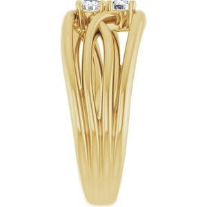 <b>Adjustable</b> Bypass Two-Stone <b>Ring</b> Inlaid with Princess Cut Diamond Stylish Fashionable Brass Engagement <b>Ring</b> Free <b>Size</b> - Product Image 4