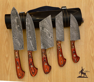 Juego de cuchillos de chef de acero de Damasco personalizable para cocina, regalo de Navidad y Pascua para novia, novio, padre, compatible con OEM - Product Image 1