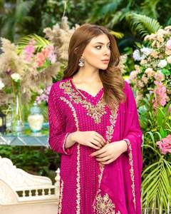 El último diseñador Faux Georgette Bordado Secuencia Bordado Trabajo Kurti Set Por Fab Zone - Product Image 4