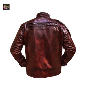 Venta caliente para hombre estrella Halloween Cosplay abrigo venta al por mayor chaqueta de cuero de imitación granate desgastado - Product Image 4