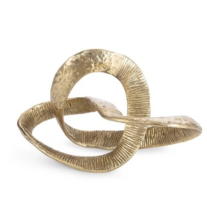 Sculpture de luxe en aluminium plaqué or, décoration de table pour la maison et le bureau, design moderne fait main, sculpture décorative - Product Image 3