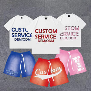 Ensemble t-shirt et short délavés à l'acide 100% coton unisexe avec logo personnalisé Survêtement d'été pour hommes Street Wear 2 PCS Outfit - Product Image 1