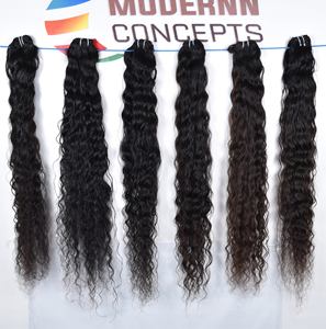Vente en gros d'extensions de cheveux humains indiens à cuticule alignée à 100% vierge bouclés couleur noire droite vague naturelle traitée chimiquement - Product Image 4