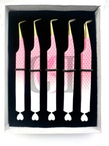 Pointe dorée professionnelle en acier inoxydable, antistatique, antimagnétique, avec revêtement en poudre bicolore et découpe en forme de cœur à 90 degrés sur le côté arrière - Product Image 4
