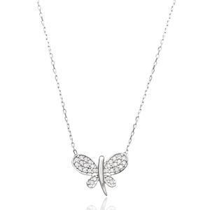 Forma de mariposa Clear Zircon Stone Design Charm COLLAR COLGANTE Venta al por mayor Hecho a mano 925 Joyería de plata esterlina - Product Image 1