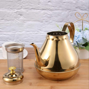 Large Capacity Stainless Steel <b>Tea</b> <b>Kettle</b>/Classic Gold Teapot for Home & Restaurant/Whistling Teapot - (Gold) - Product Image 4