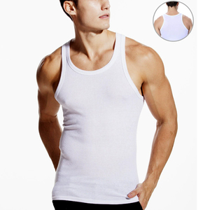 เสื้อกล้ามเข้ารูปแขนกุดผ้าฝ้าย100% สำหรับยิมของผู้ชายเสื้อกล้ามโครงระบายอากาศได้ตามต้องการ - Product Image 5