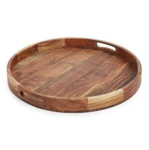 Plateau de rangement rond en bois d'acacia avec logo laser, best-seller, plateau de service en bois fait à la main, plateau de cuisine, table à manger, articles ménagers - Product Image 6