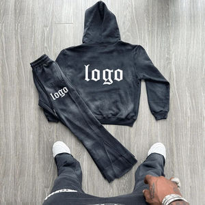 Vente en gros d'usine, créez votre propre survêtement ample en coton biologique 100% délavé à l'acide, streetwear pour hommes, survêtement surdimensionné - Product Image 2