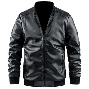 2025 otoño nuevos hombres negro Biker PU abrigo de cuero moda coreana hombres Pu chaqueta de cuero tendencia Casual Fit Slim ropa de béisbol - Product Image 2