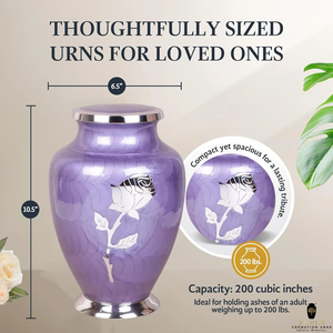 โกศใส่เถ้ากระดูกดีไซน์ม่วงทำมือเคลือบอลูมิเนียมสำหรับ10.5อนุสรณ์ "ใหญ่ & 3นิ้วไม่รั่ว - Product Image 2