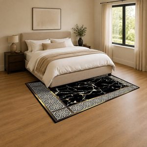 Tapis RUGS DEPOT LXDP-0915, vente en gros, noir charbon, tapis d'appoint traditionnel oriental imprimé numériquement, lavable en machine, chenille, antidérapant - Product Image 3