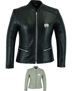 เสื้อแจ็คเก็ตหนังลำลองสำหรับผู้หญิงหนังแกะสัมผัสนุ่มหนังแท้เสื้อโค้ทสไตล์นักขี่มอเตอร์ไซค์หนังแท้สีดำหนังแท้ - Product Image 2