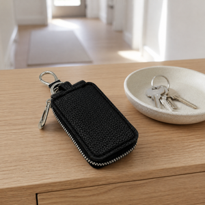 Funda de Cuero para Llaves de Coche, Protector de Llaves Universal Antipérdida, Estuche para Llaves con Textura de Nogal y Gancho - Product Image 3