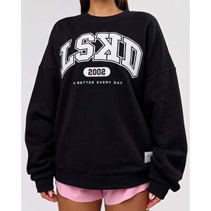 New Title Printed Varsity Boxy Crew Sweatshirt-Caviar Off-White - Product Image 1
