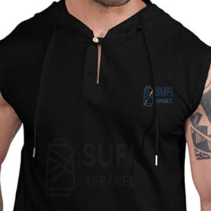 Vêtement de mode pour usage extérieur, sweat à capuche sans manches pour homme, couleur unie, décontracté, pour l'automne, design personnalisable, mélange de coton - Product Image 5