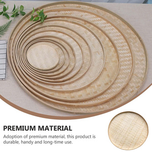 ถาดอาหารทรงกลมทำจากไม้ไผ่พร้อมดีไซน์คลาสสิกชั้นเดียวและรู - Product Image 4