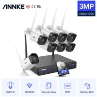 ANNKE 8-Kanal 5MP NVR mit 8 Stück 3MP WLAN CCTV Kamera-Set für die Hausüberwachung mit 2TB KI-Erkennung Netzwerk-Sicherheitskamera